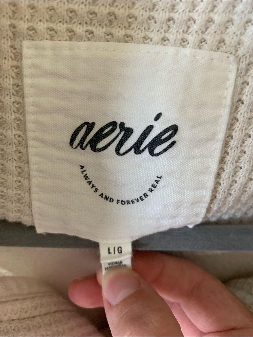 aerie Cream Snap-Front Funnel Neck Pullover Sweatshirt - Picture 3 of 4